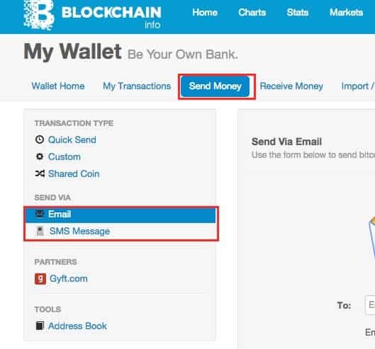send bitcoin med sms via e-post