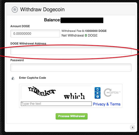 Alamat dompet Dogecoin untuk pengeluaran
