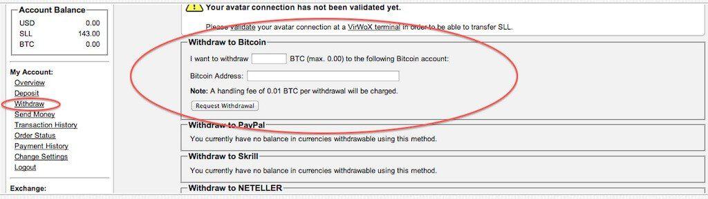 bitcoins opnemen