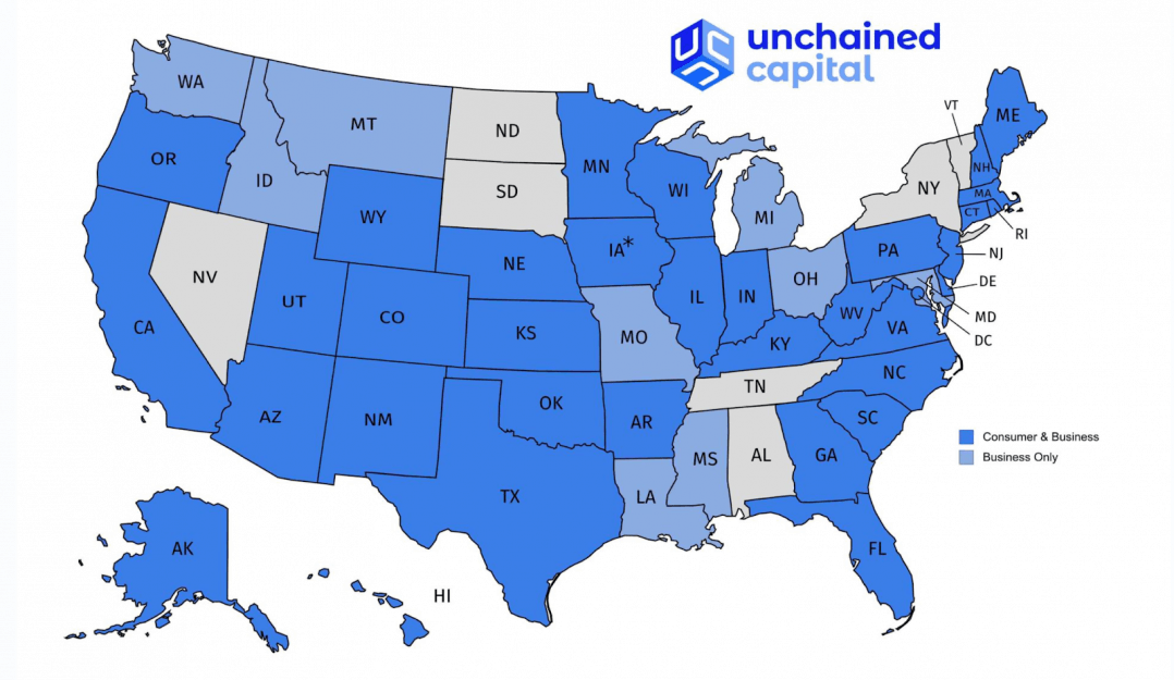 Sitios de préstamos de Bitcoin mapa de EE. UU.